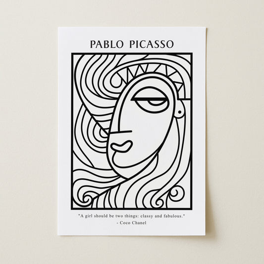 Pablo Picasso "Line Art Portrait" Sanatsal Poster